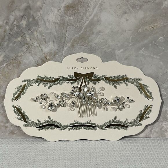 Elegant Bridal Wedding Hair Comb Silver Tone Rhinestone Embellished Floral BLING - Picture 3 of 14